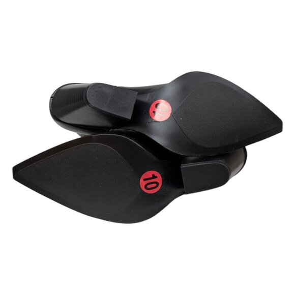 Zara Cowboy Ankle Boots Womens Black Faux Leather Pointed Toe EU 40 US 9 NWOT - Picture 11 of 12